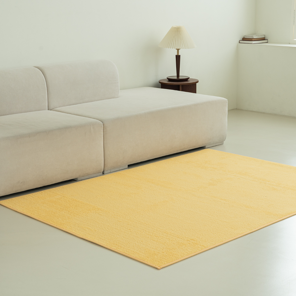 인룸 플레인 소프트 사계절 거실 러그 카페트 옐로우, 100x100cm - 상품 이미지