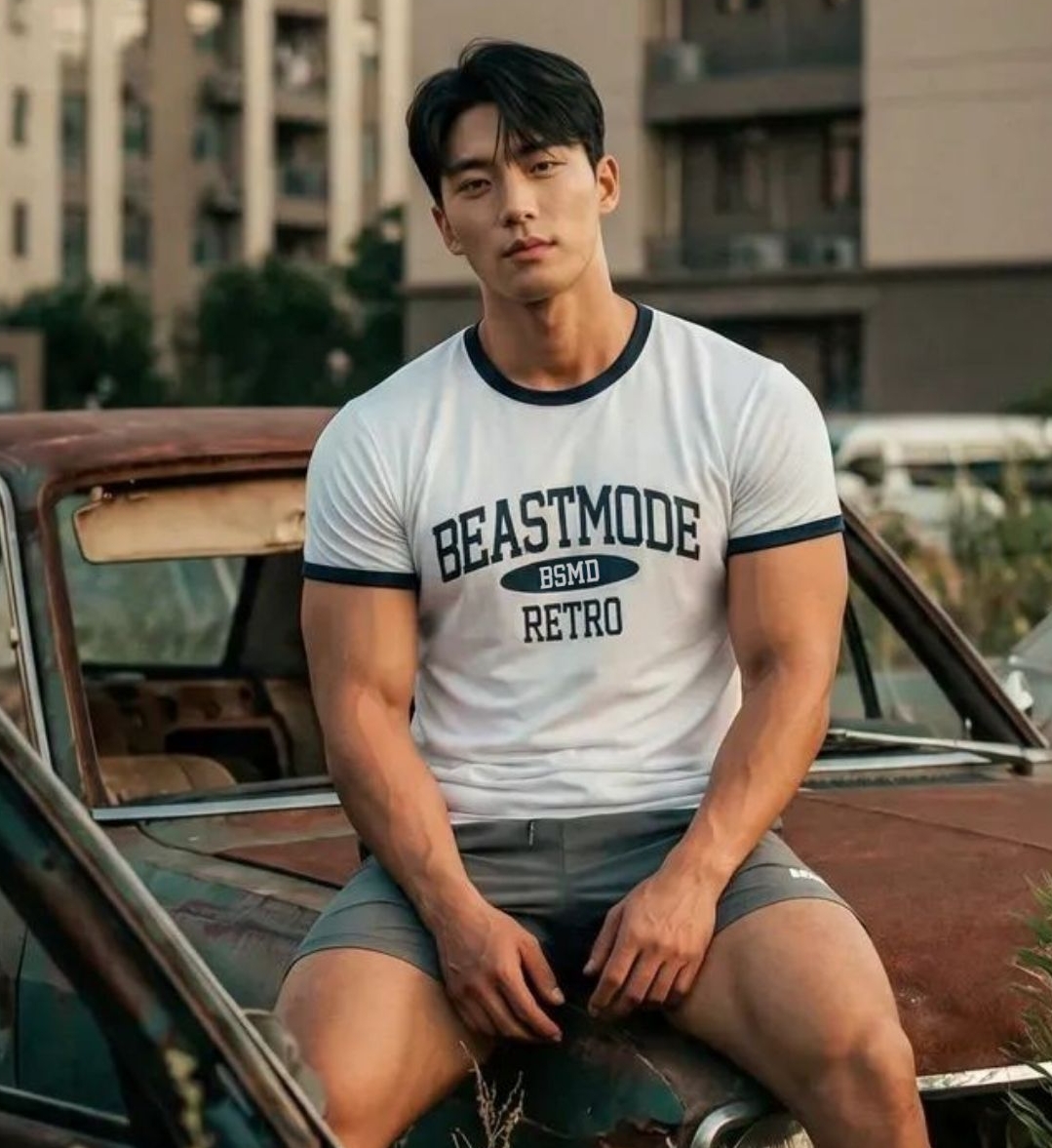 비스트모드 레트로 링거 머슬핏 반팔 티셔츠 헬스 짐웨어 BSMD 제품 이미지