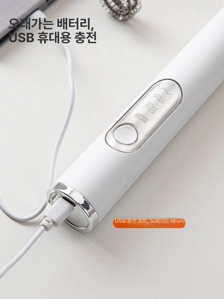 무선 휘핑기 카페용 거품기 제빵용 믹서 핸드 휴대용 스탠다드 더블 헤드 퓨어블랙 - 상세 이미지 3