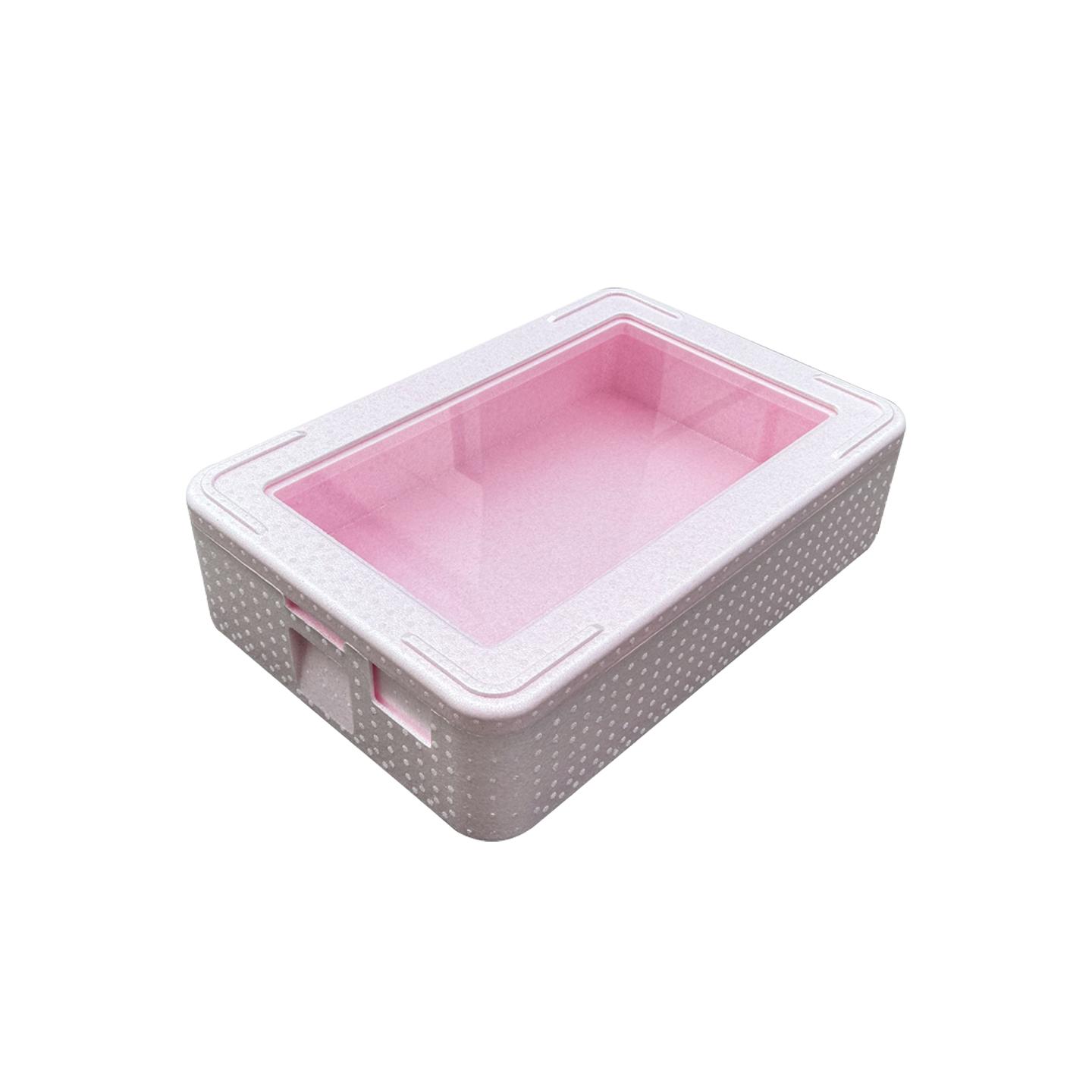 업소용 보온기 이동식 진열대 접이식 베이킹 식품급 투명 핑크 30L 맨몸 투명 뚜껑 보온 박스 - 상품 이미지