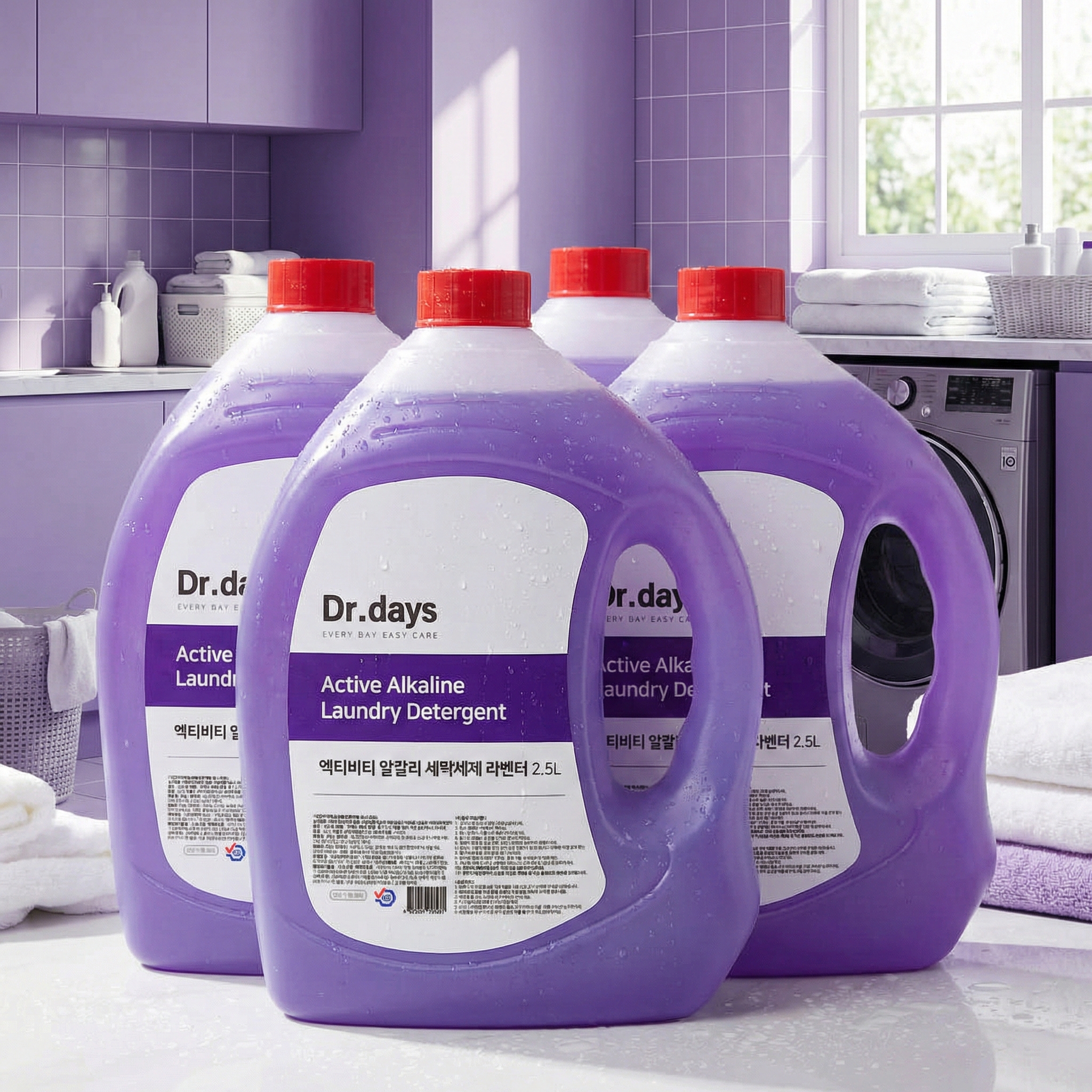 알칼리 세탁세제 라벤더 2.5L 4개 액체 빨래 쉰내 쉰냄새 제거 대용량 일반 드럼 제품 이미지