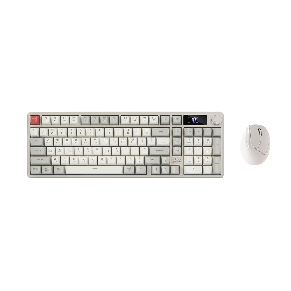 지클릭커 오피스프로 WMK560 LCD 사일런스M 무선 블루투스 키보드 버티컬 마우스 세트 98키 Gundam - 상세 이미지 5
