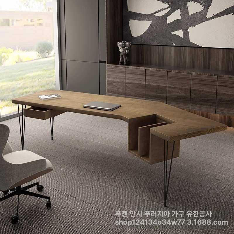 중역 책상 ceo 대형 고급 서재 컴퓨터책상 곡선 우드 임원실 데스크 테이블 가구 - 상세 이미지 4