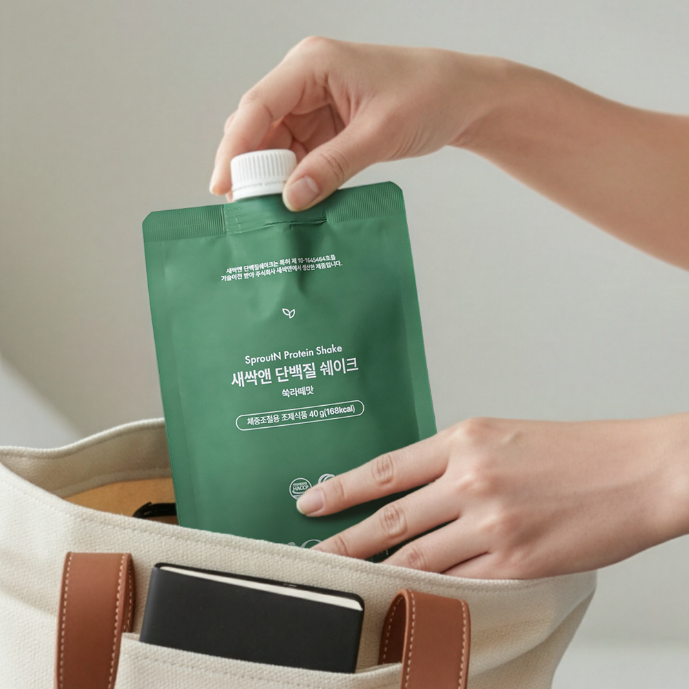 새싹앤 식사대용 단백질쉐이크 파우치 프로틴 파우더 쑥라떼맛, 40g, 5개 이미지 7