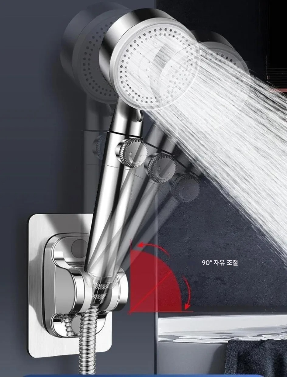 부착식 무타공 샤워기 헤드 거치대 홀더 걸이 꽂이 각도조절 욕실 화장실 - 상세 이미지 5