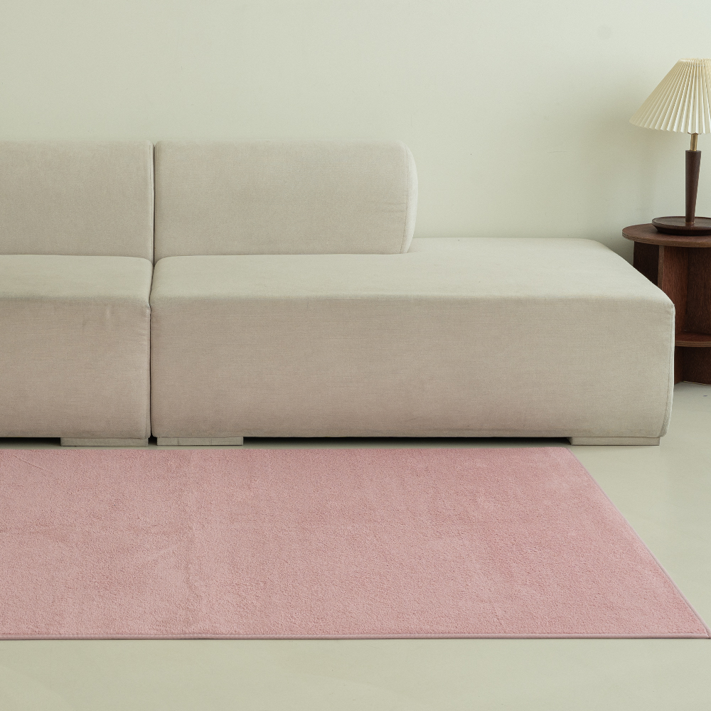인룸 플레인 소프트 사계절 거실 러그 카페트 로즈 핑크, 100x100cm - 상세 이미지 3