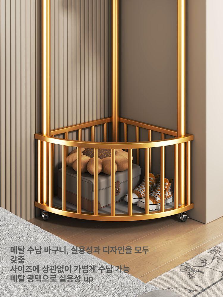 바퀴달린 행거 이동식 옷걸이 코너 스탠드 원룸 수납행거 옷정리 - 상세 이미지 4
