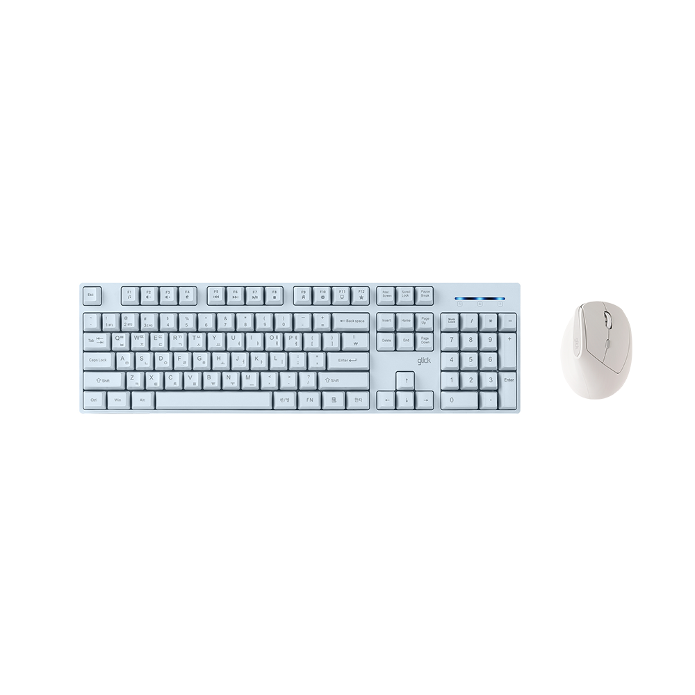 지클릭커 오피스프로 WMK660 스탠다드M 무선 블루투스 키보드 버티컬 마우스 세트 스카이블루 - 상품 이미지