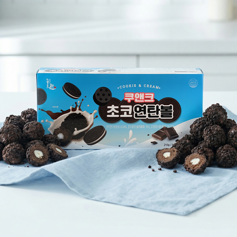 쿠앤크 초코 연탄볼 대용량 크런치볼 수능간식 초콜릿과자 210g, 4개 - 상세 이미지 4