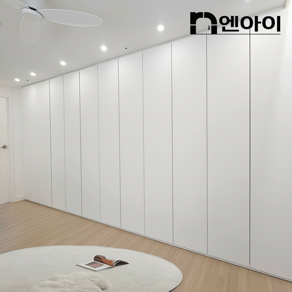 엔아이 THE NEW 베이직 무몰딩 붙박이장 포그그레이 30cm 푸쉬도어