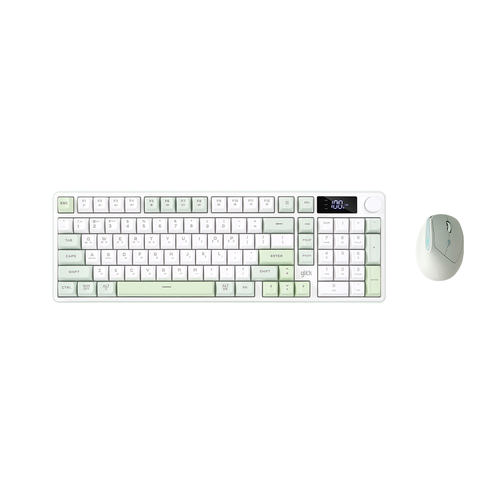 지클릭커 오피스프로 WMK560 LCD 사일런스M 무선 블루투스 키보드 버티컬 마우스 세트 98키 Gundam - 상세 이미지 3
