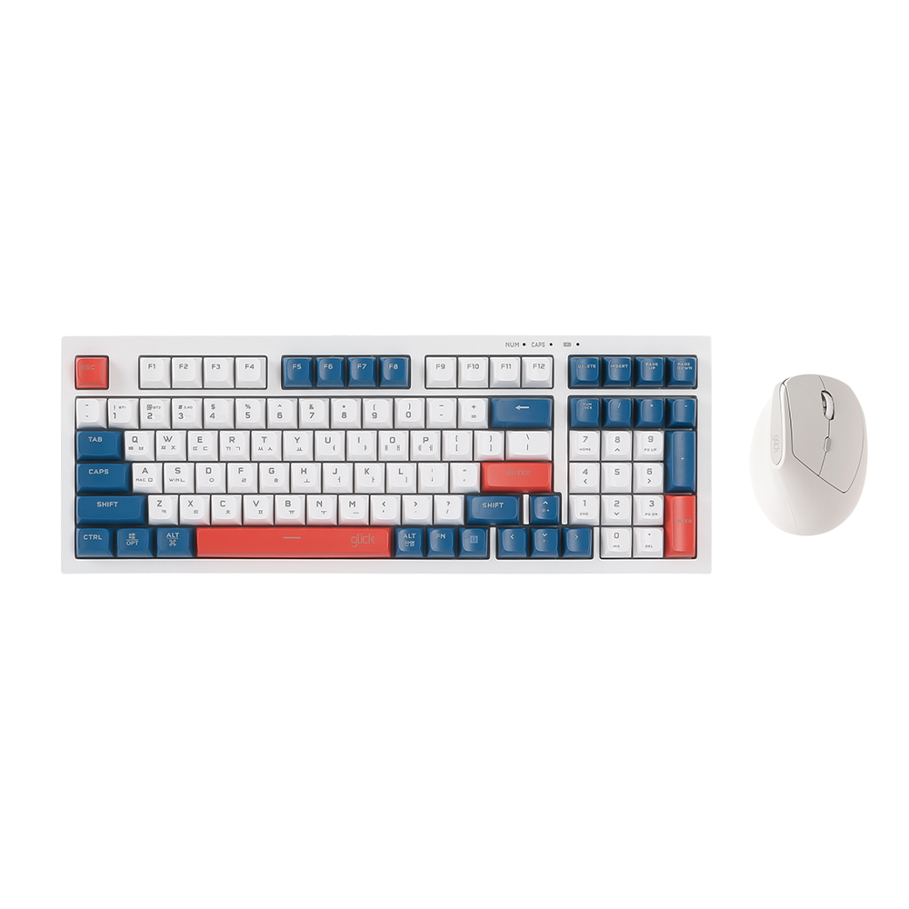 지클릭커 오피스프로 WMK560 사일런스M 무선 블루투스 키보드 버티컬 마우스 세트 98키 Gundam RC1 - 상품 이미지