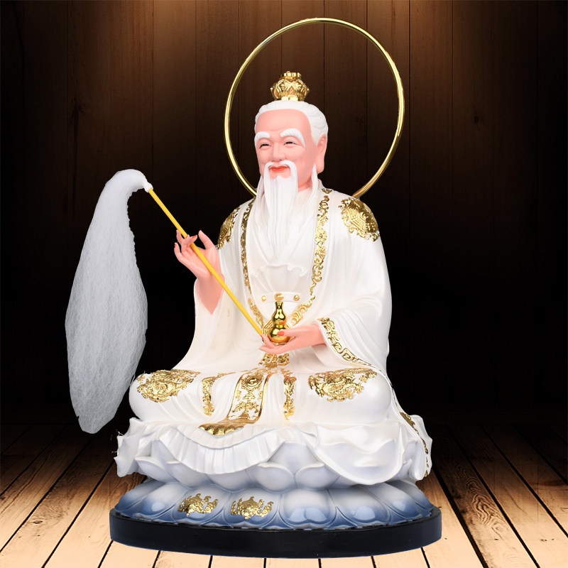 산신 할아버지 도자기 수공예채색 연꽃좌대 광배 백학지팡이 좌상 불교 신당 공양 - 상세 이미지 2