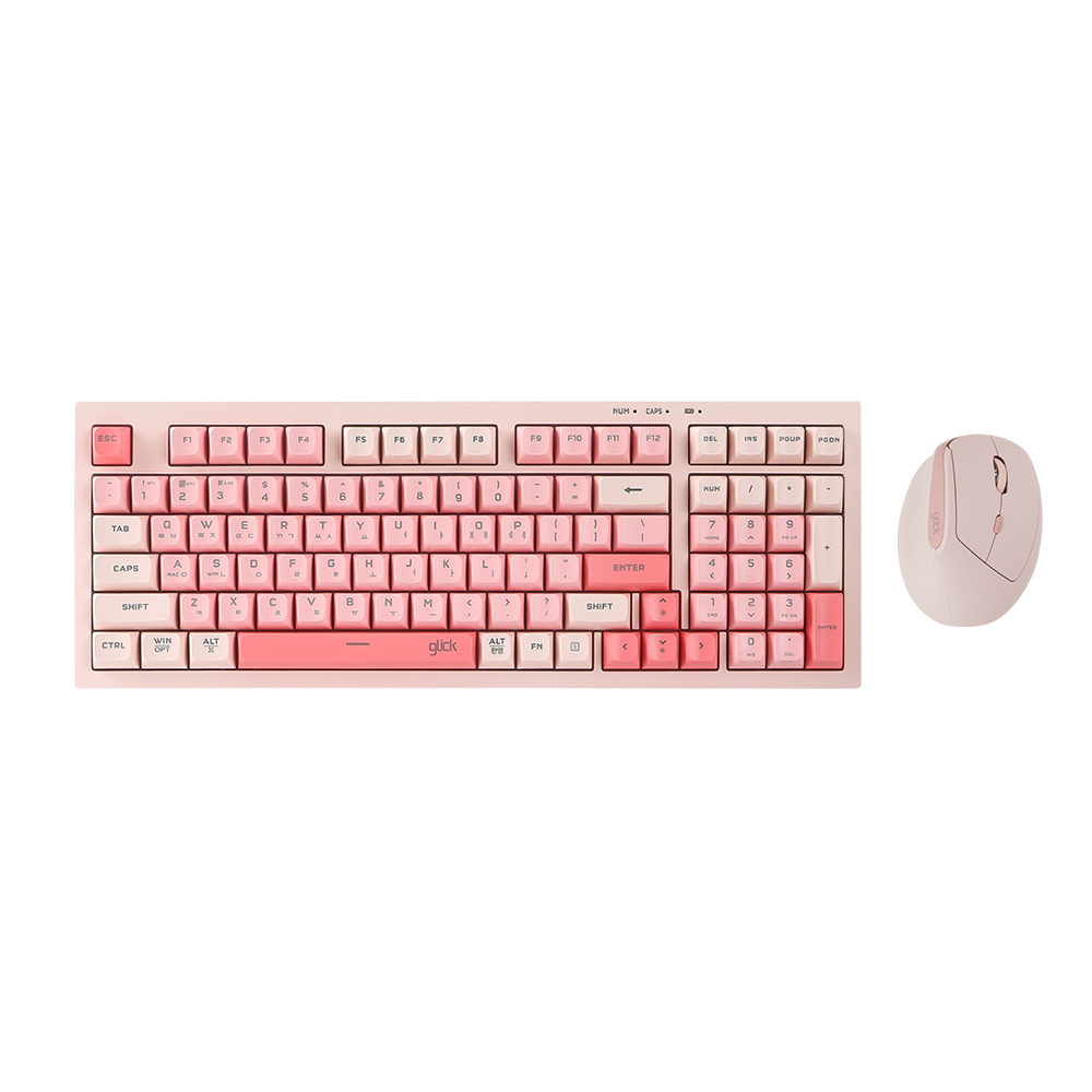 지클릭커 오피스프로 WMK560 사일런스M 무선 블루투스 키보드 버티컬 마우스 세트 98키 Pink RC1 - 상품 이미지