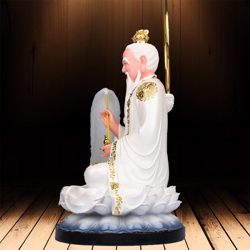 산신 할아버지 도자기 수공예채색 연꽃좌대 광배 백학지팡이 좌상 불교 신당 공양 - 상세 이미지 4