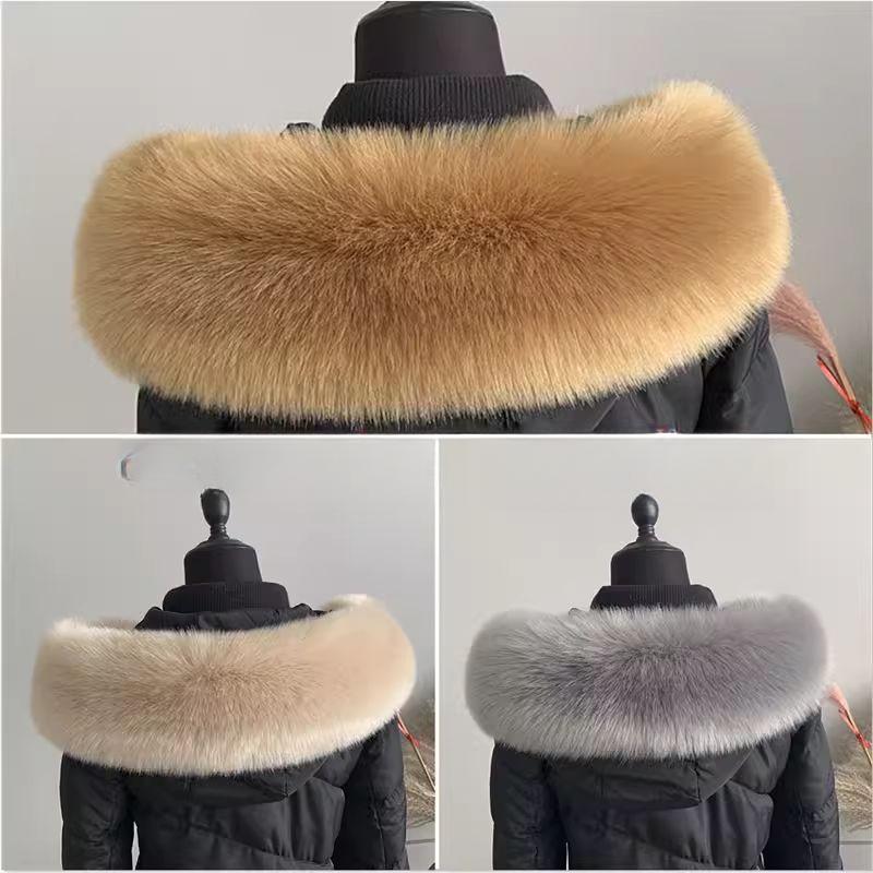 모자털 리폼 코트용 폭스퍼 라쿤털 여우털 교체 페이크털 화이트 길이 70cm - 상세 이미지 2