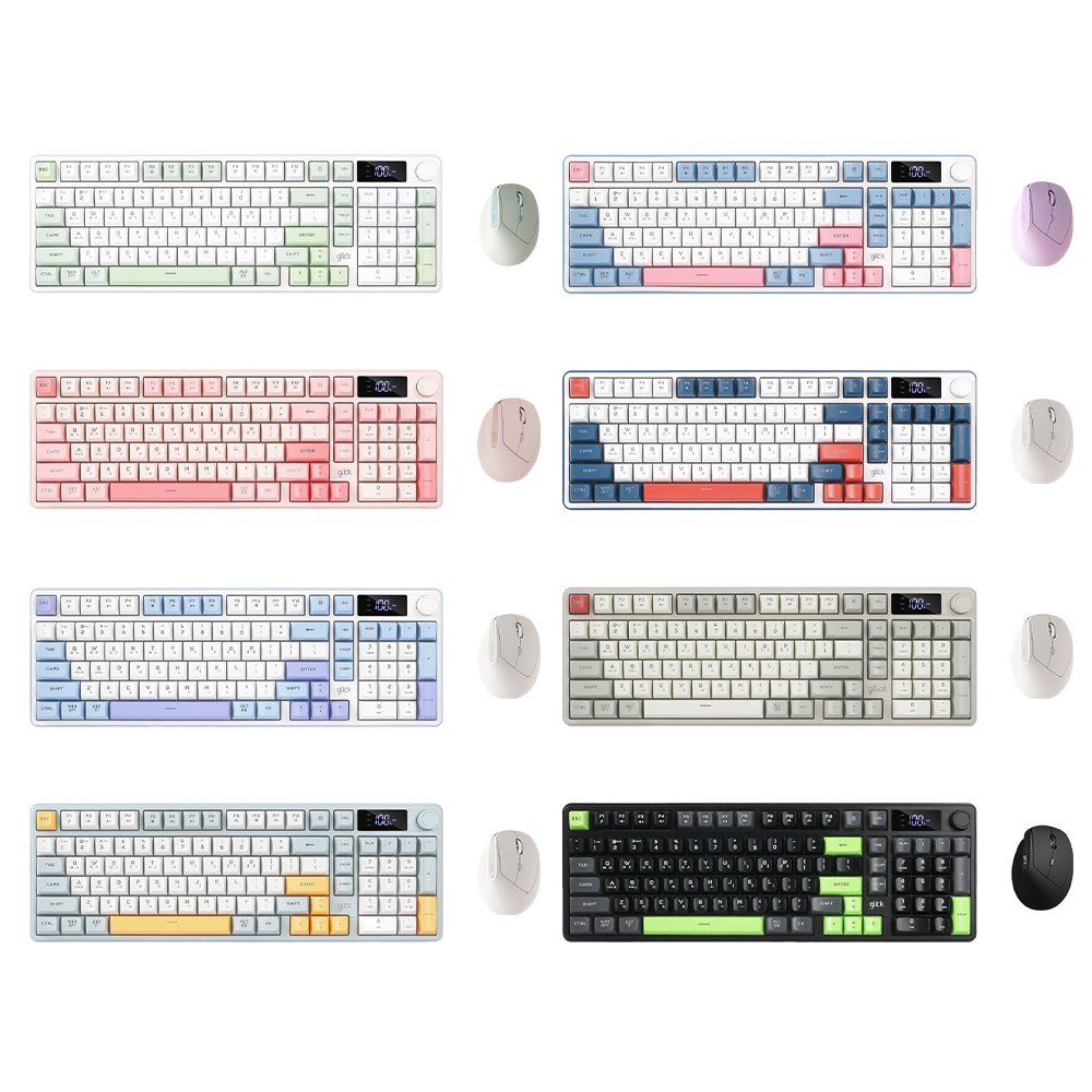 지클릭커 오피스프로 WMK560 LCD 사일런스M 무선 블루투스 키보드 버티컬 마우스 세트 98키 NavyBlue - 상세 이미지 2