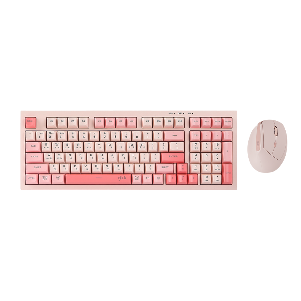 지클릭커 오피스프로 WMK560 사일런스M 무선 블루투스 키보드 버티컬 마우스 세트 98키 Pink RC2 - 상품 이미지