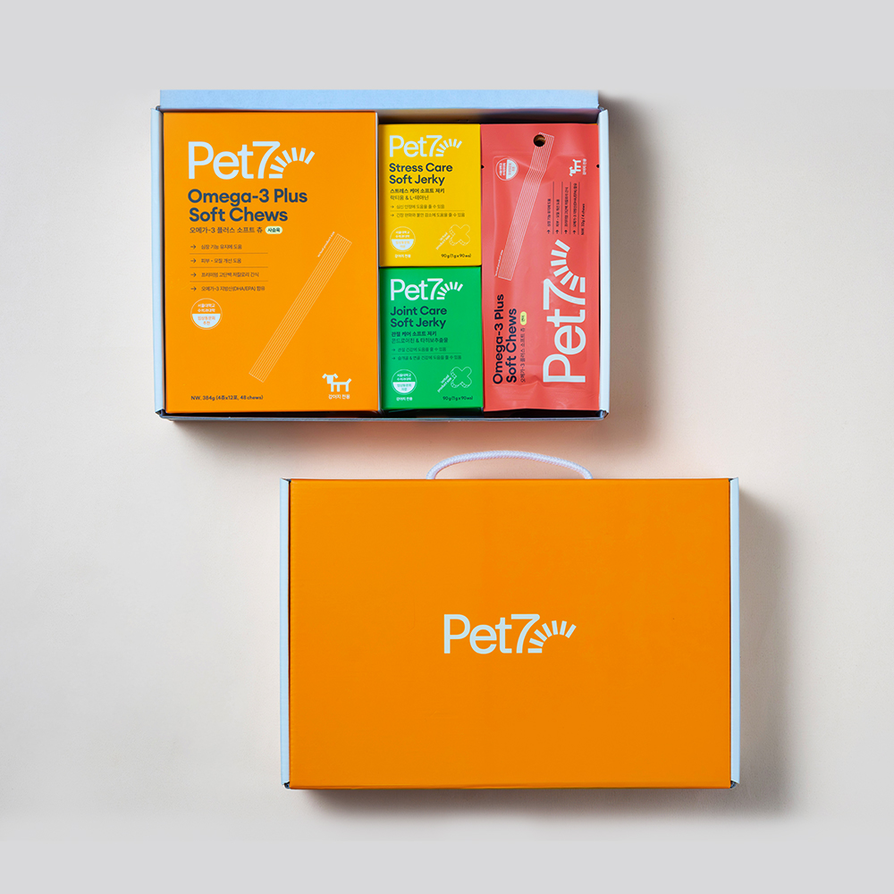 [선물세트] 펫세븐 강아지 영양 간식 영양제 오메가3 스트레스 관절 간 소프트 져키 제품 이미지