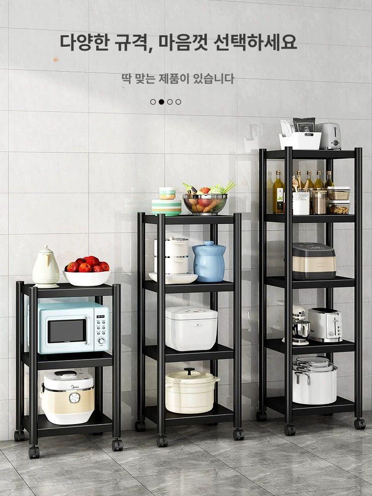 밥솥레일 다층 주방 틈새수납장 스탠딩 철제 선반 트롤리 4칸 60 x 40x122 A - 상세 이미지 5