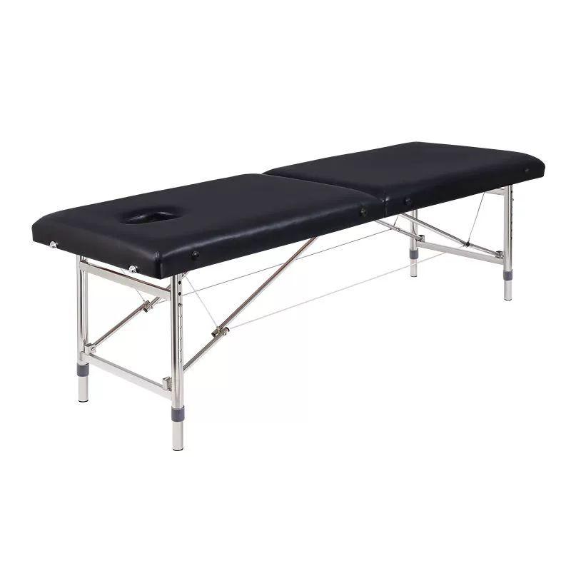 세신 베드 미용 안마 침대 접이식 세신침대 물리치료 블랙 더블바 180 x 60x65 - 상품 이미지