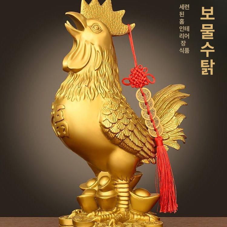 수탉 닭 공예품 모형 장식 동물 조형물 선물용 풍수 실내 인테리어 원형 거실장식 장식품 - 상세 이미지 5