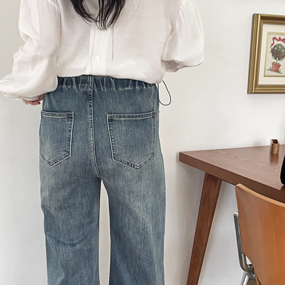 임산부 청바지 와이드 임부 데님 팬츠 키작녀 출근룩 임신 임부복 바지 - 상세 이미지 5