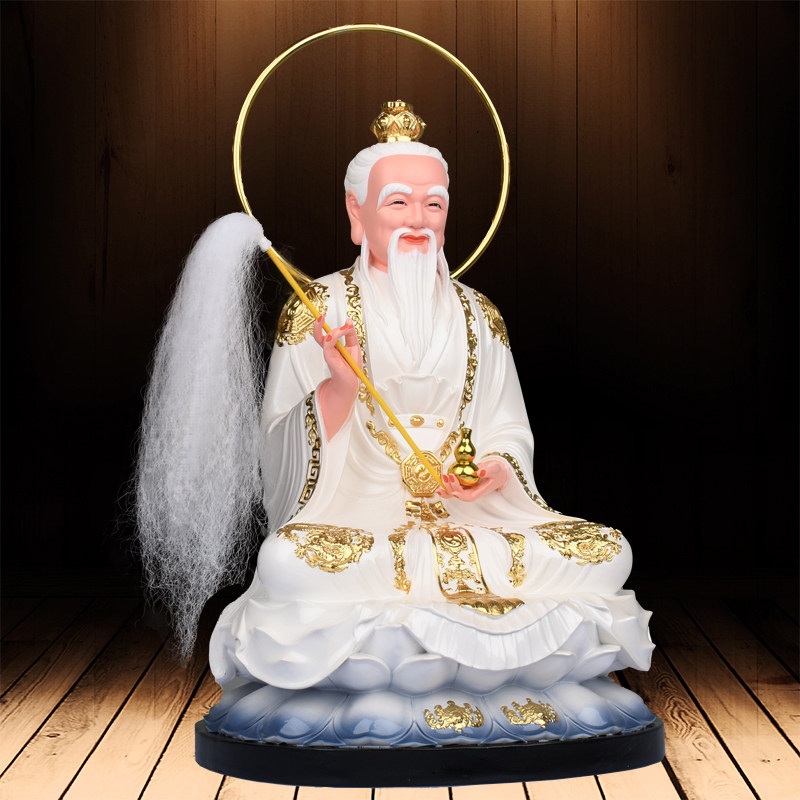 산신 할아버지 도자기 수공예채색 연꽃좌대 광배 백학지팡이 좌상 불교 신당 공양 - 상세 이미지 3