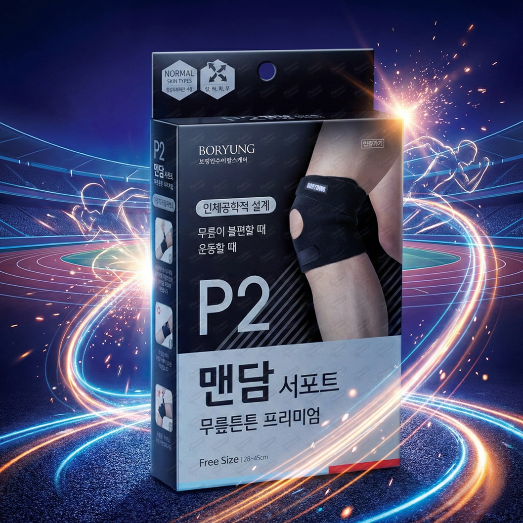 보령제약 맨담 서포트 무릎 보호대 무릎튼튼 프리미엄 통기성 4way - 상품 이미지