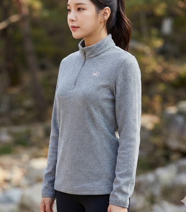 밀레 아웃도어 여성 간절기 무봉 반넥 집업 등산 티셔츠 - 상세 이미지 5
