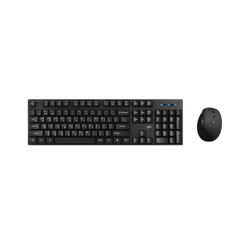 지클릭커 오피스프로 WMK660 스탠다드M 무선 블루투스 키보드 버티컬 마우스 세트 블랙 - 상품 이미지