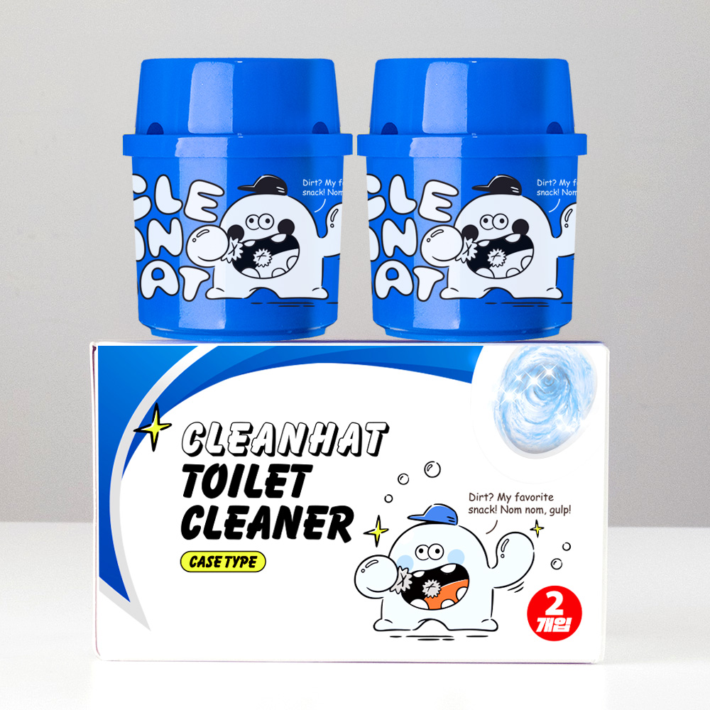 [물때박살] 클린햇 화장실 자동 변기 세정제 클리너 탈취제 변기 물때 세정 파란물 1개입, 2개 제품 이미지