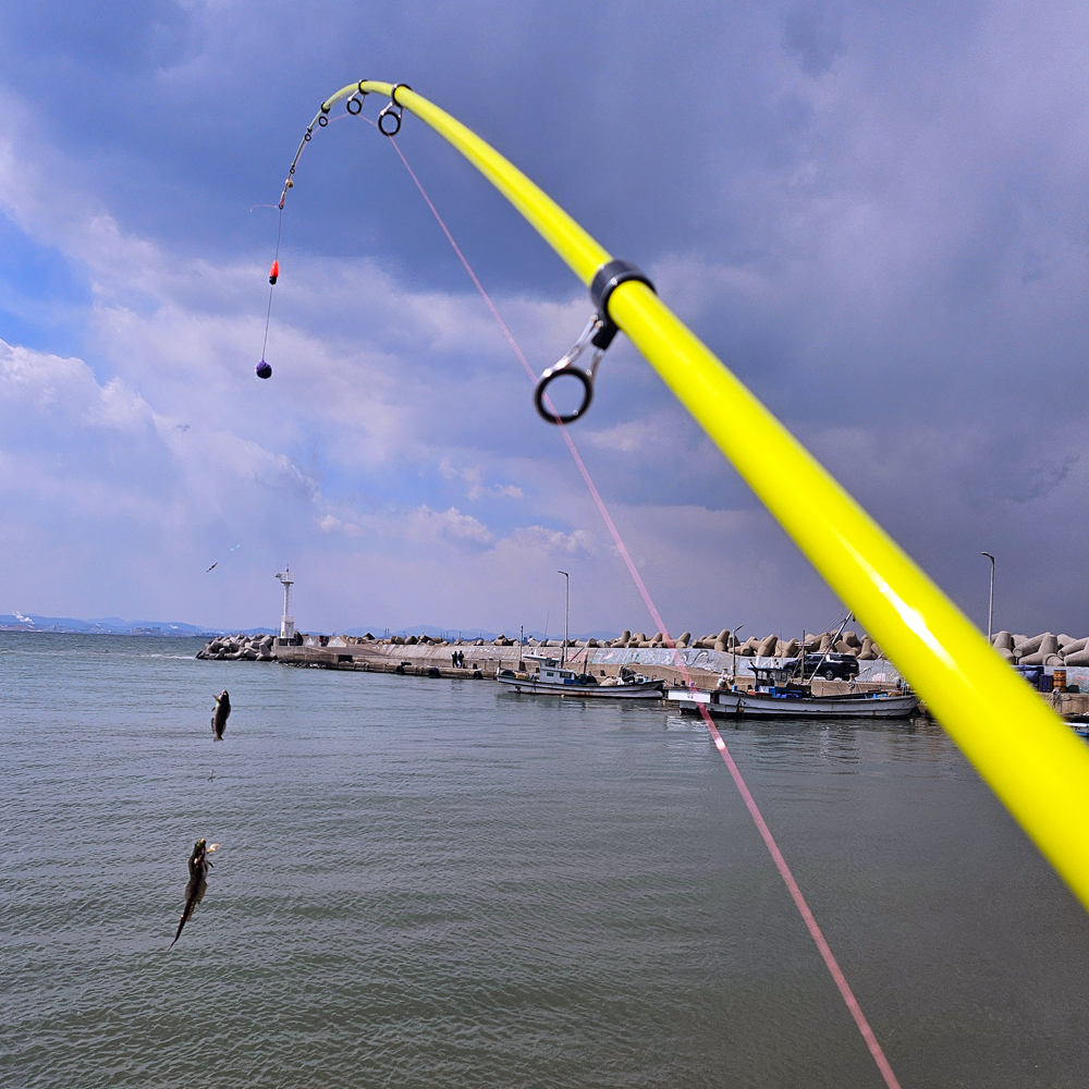 원투대 바다 낚시대 장어 감성돔 원투 낚시 초보 입문용 형광 옐로우 390 이미지 4