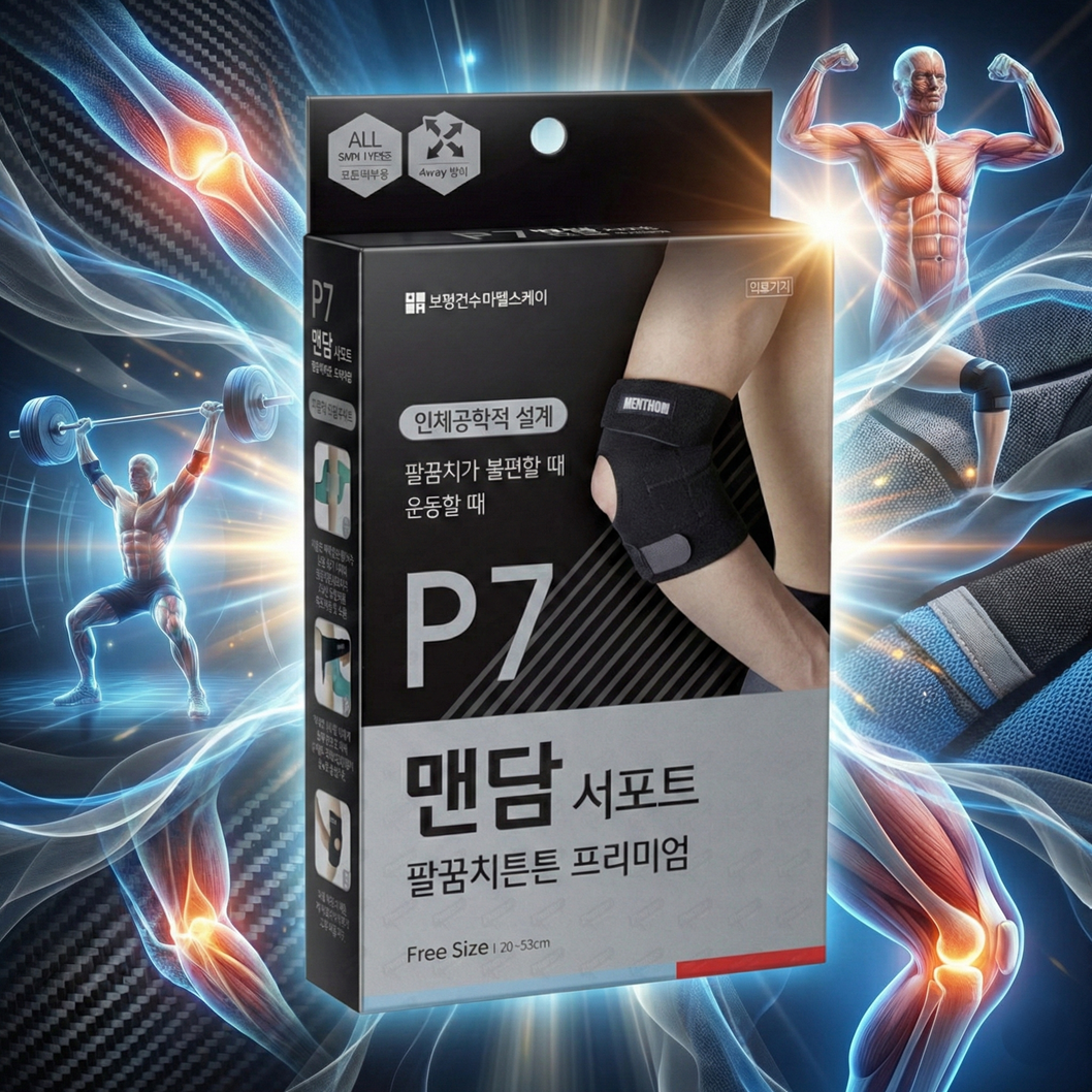 보령제약 맨담 서포트 팔꿈치 보호대 팔꿈치튼튼 프리미엄 통기성 4way - 상품 이미지