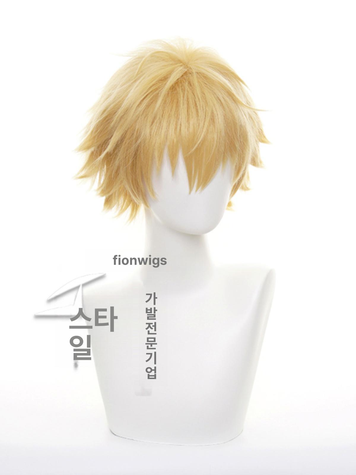 코스프레 가발 단발 무대용 파티용 금발 내열성 앞머리 가발+헤어 네트 - 상세 이미지 2