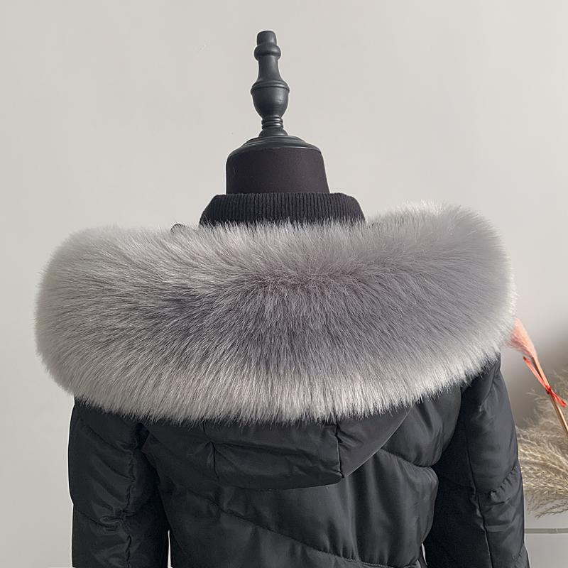 모자털 리폼 코트용 폭스퍼 라쿤털 여우털 교체 페이크털 화이트 길이 70cm - 상세 이미지 3