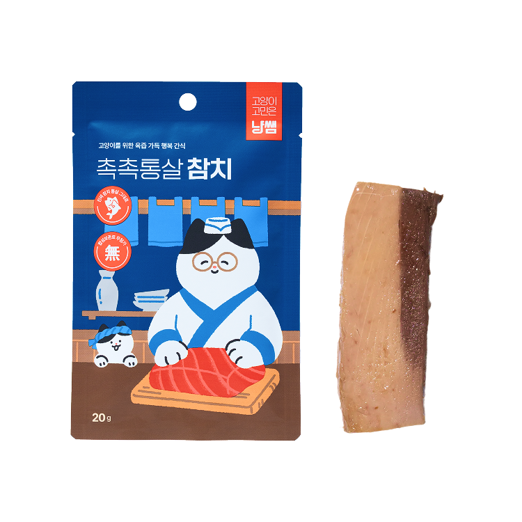 냥쌤 촉촉통살 고양이 간식 닭가슴살 생선 저염간식 특식 파우치 참치, 20g, 10개 - 상세 이미지 4