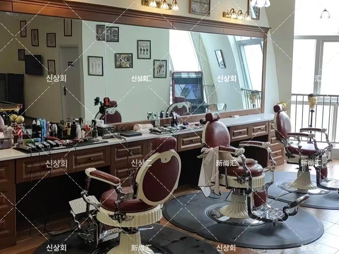 바버샵경대 원목 거울 캐비닛 메이크업 미용실 이발소 VIP 7인용 3인용 - 상품 이미지