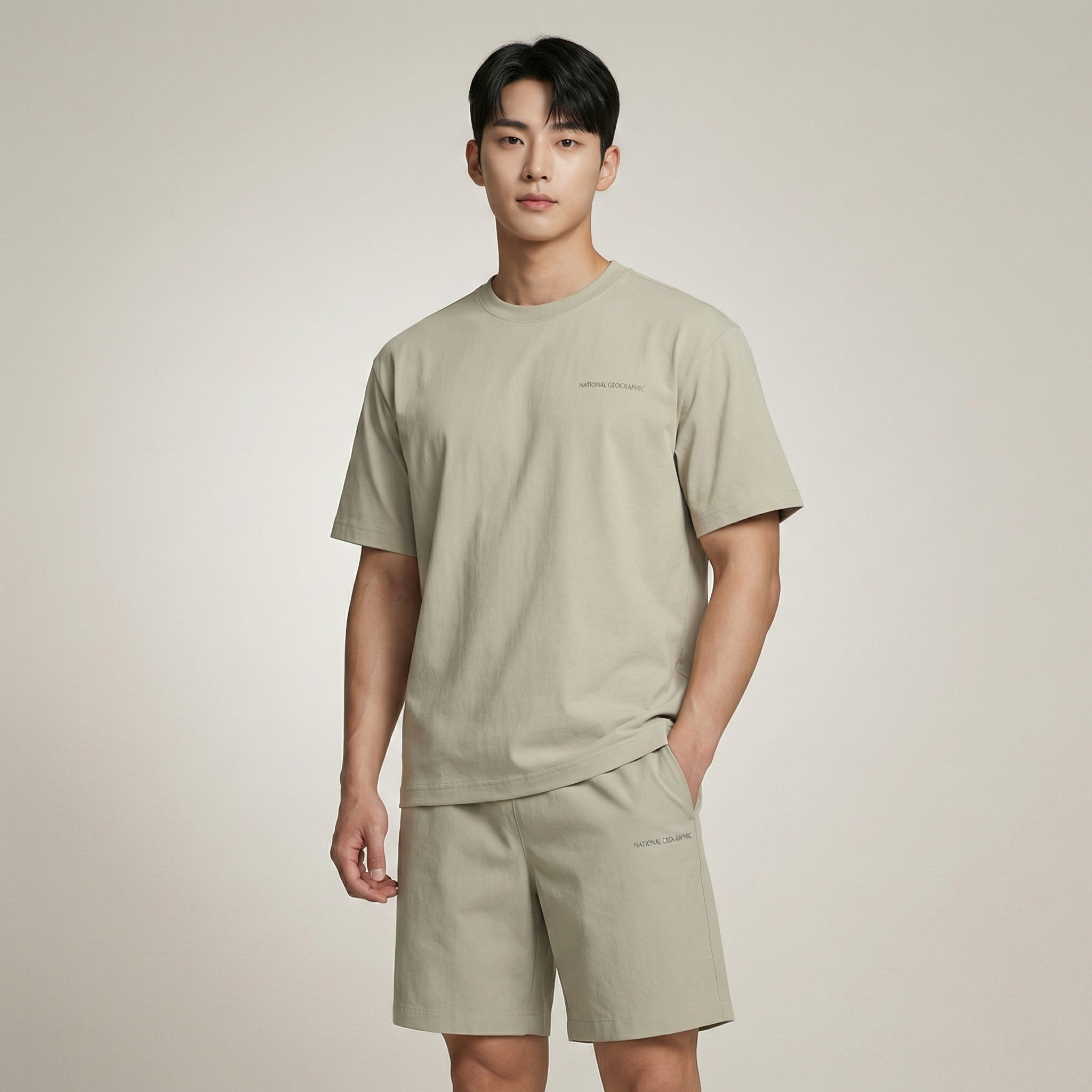 내셔널 지오그래픽 반팔 세트 네셔널 우븐 티셔츠 반바지 2PACK 여름 셋업 츄리닝 트레이닝복 상하의 운동복 - 상세 이미지 2