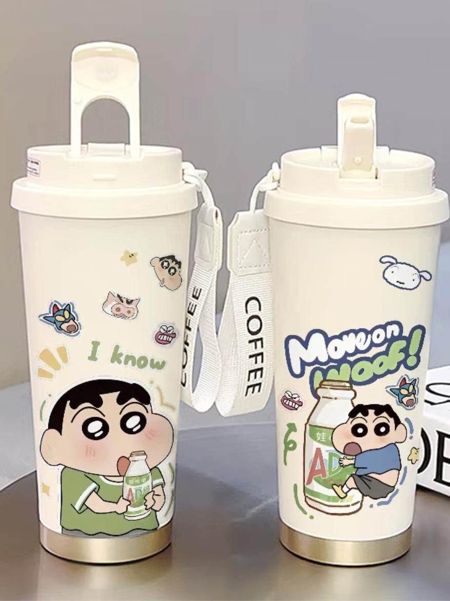 짱구 보온 보냉 물병 빨대 텀블러 대용량 이중 뚜껑 캐릭터 굿즈 휴대용 스텐 병 귀여운 짱구 bw92 - 상세 이미지 3