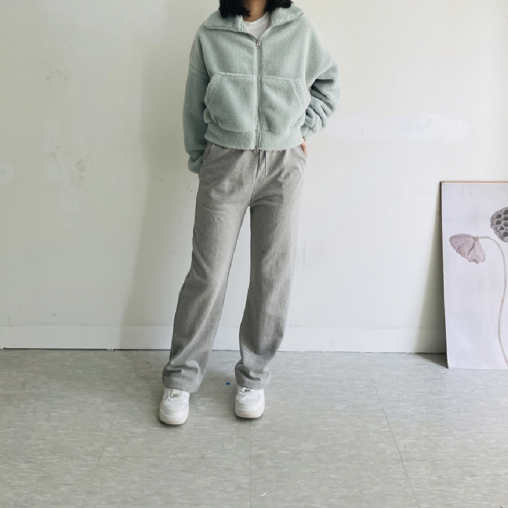 여성 와이드팬츠 세미 일자 면 트레이닝 바지 이미지 2
