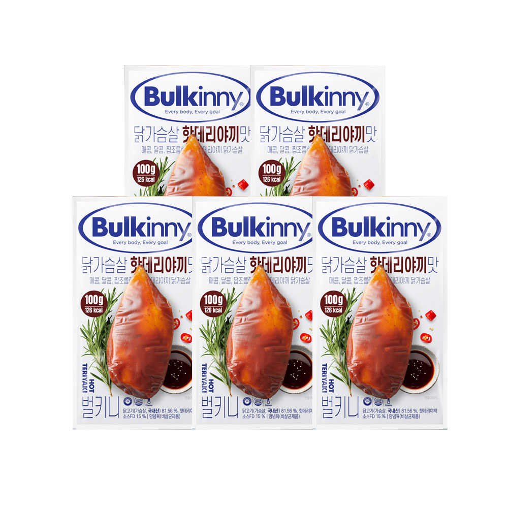 벌키니 통 소스 훈제 닭가슴살 슬라이스 핫데리야끼, 100g, 5개 - 상품 이미지