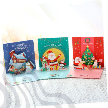 성탄절 축하 감사 인사 전달용 입체 팝업 디자인 카드 연말 파티 초대장 편지