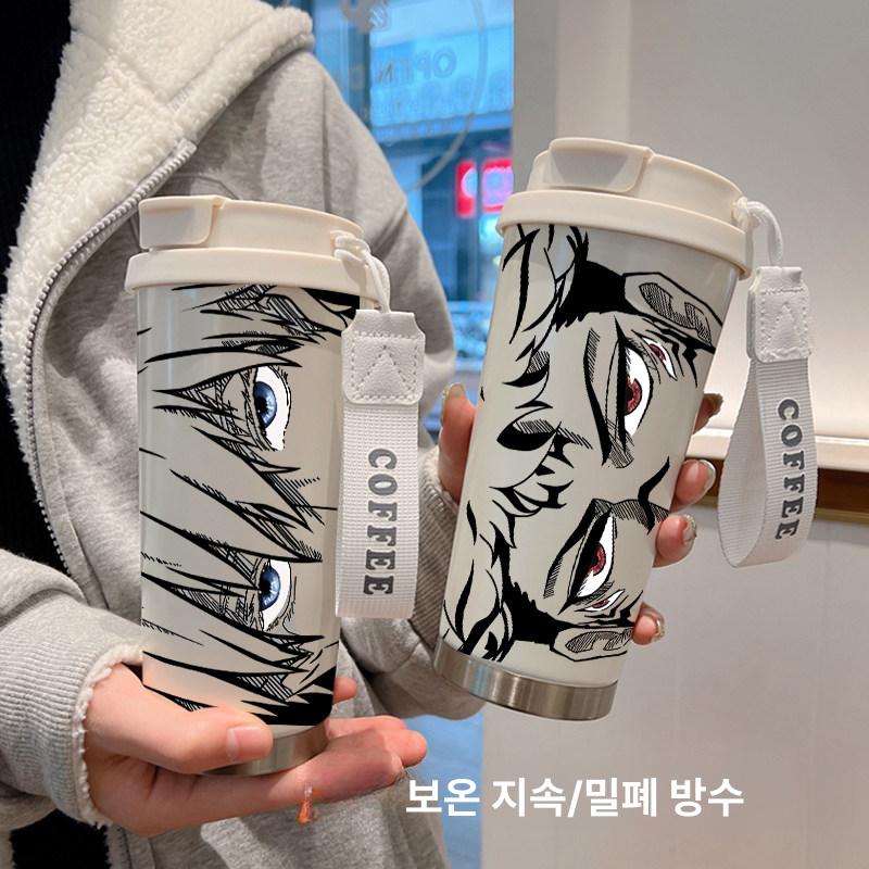 주술회전 보온 보냉 컵 보온병 텀블러 빨대형 물 굿즈 316 스테인리스 음료 커피 차 JLN290 스케치 오비토 - 상세 이미지 5