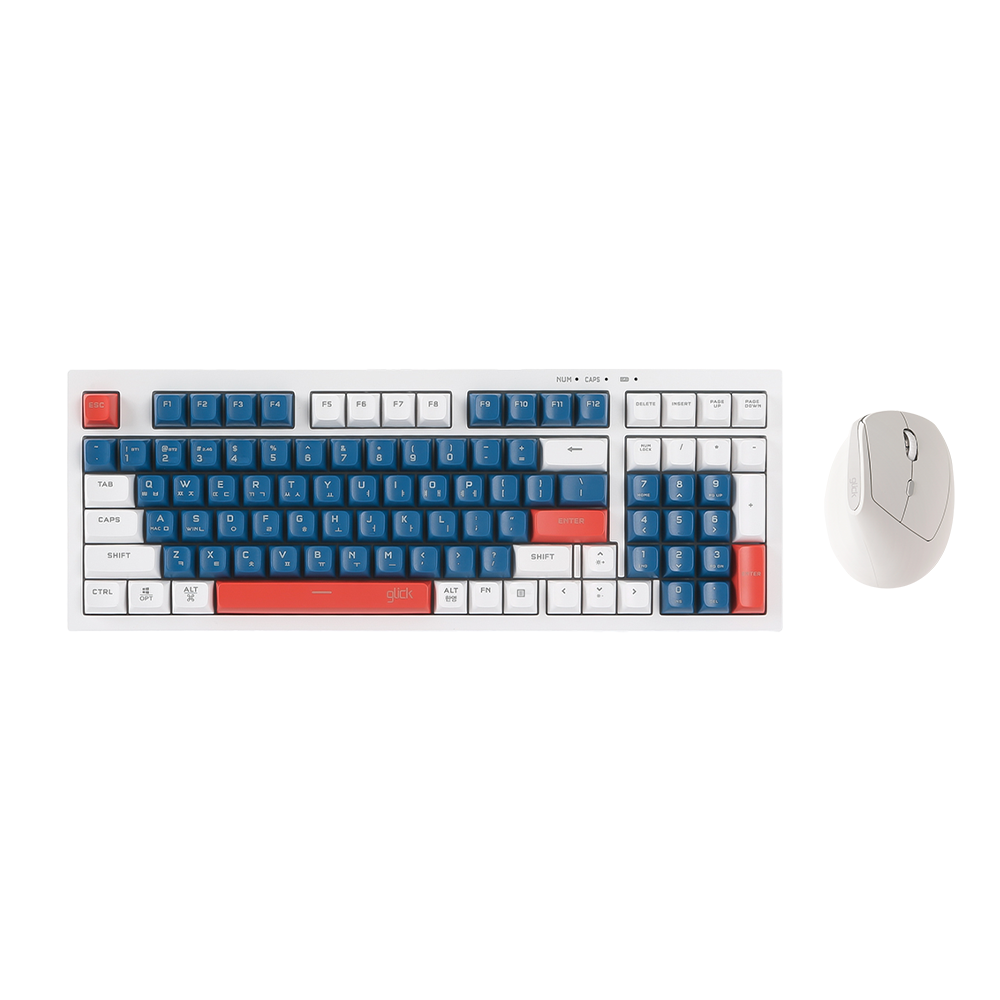 지클릭커 오피스프로 WMK560 사일런스M 무선 블루투스 키보드 버티컬 마우스 세트 98키 Gundam RC2 - 상품 이미지