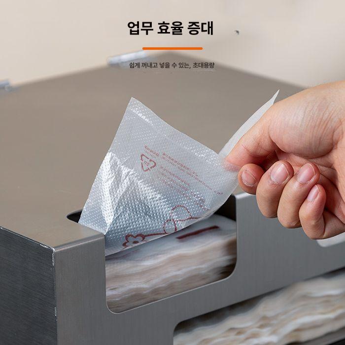 비닐 보관함 비닐봉투 보관 다용도 수납 픽업 포장 음료 스테인리스스틸 B - 상품 이미지