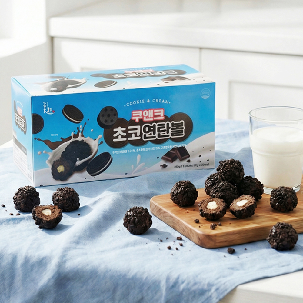 쿠앤크 초코 연탄볼 대용량 크런치볼 수능간식 초콜릿과자 210g, 4개 - 상세 이미지 2