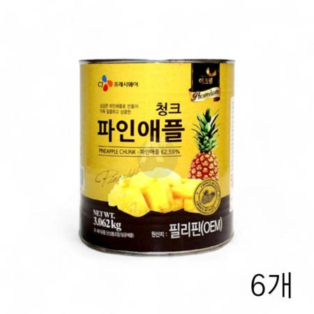 이츠웰 파인애플캔 청크 파인애플캔 화채 3.062Kg X6개
