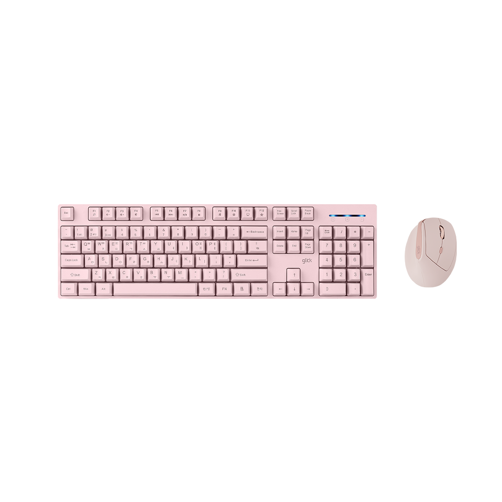 지클릭커 오피스프로 WMK660 스탠다드M 무선 블루투스 키보드 버티컬 마우스 세트 핑크 - 상품 이미지