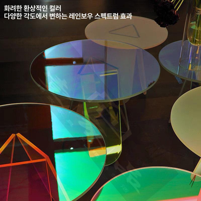 아크릴 홀로그램 레인보우 거실 협탁 티테이블 고스트 긴 길이120cm 너비45cm 높이35cm 완전 조립 완료 - 상세 이미지 3